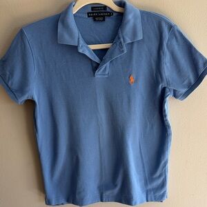 Ralph Lauren Classic Fit Sky Blue Polo with Orange Emblem